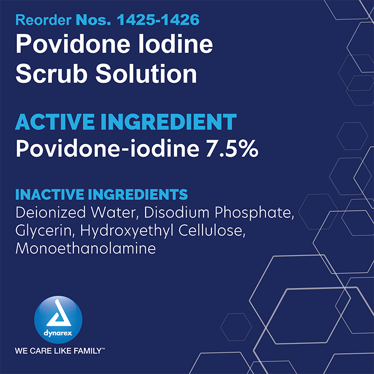 Dynarex Povidone Iodine Scrub Solution, 16 oz. Bottle, 24/cs