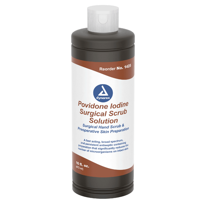 Dynarex Povidone Iodine Scrub Solution, 16 oz. Bottle - 24bot/case (24 Count)
