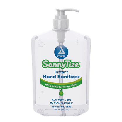 Dynarex SannyTize Instant Hand Sanitizer, 16 oz. Square Pump, 12/cs