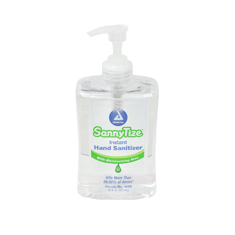 Dynarex SannyTize Instant Hand Sanitizer, 16 oz. Square Pump, 12/cs