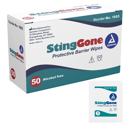 Dynarex StingGone Protective Barrier Wipes, 20/50/cs