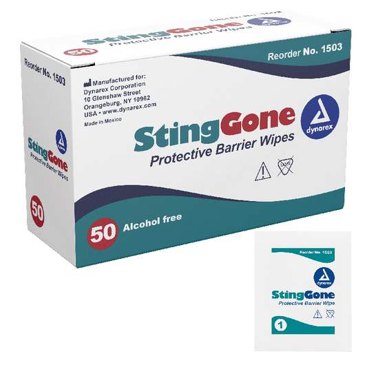 Dynarex StingGone Protective Barrier Wipes, 20/50/cs