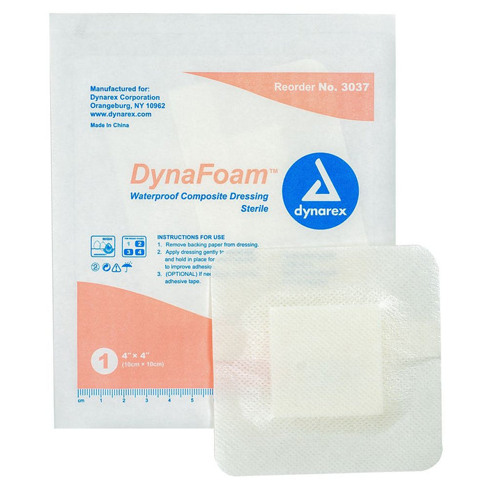 Dynarex DynaFoam - Waterproof Bordered Foam  10ea/bx, 12bxs/cs (1200 Count)