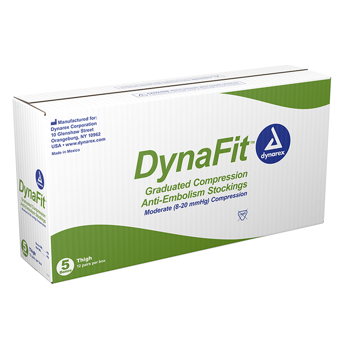 Dynarex DynaFit Compression Stockings - Thigh, Large, 12pairs/bx, 5bxs/case (60 Pairs)