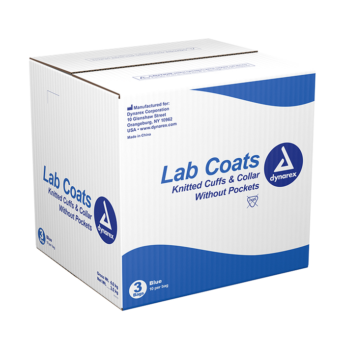 Dynarex Lab Coat w/out Pockets - 10ea/bx, 3bxs/cs (30 Count)