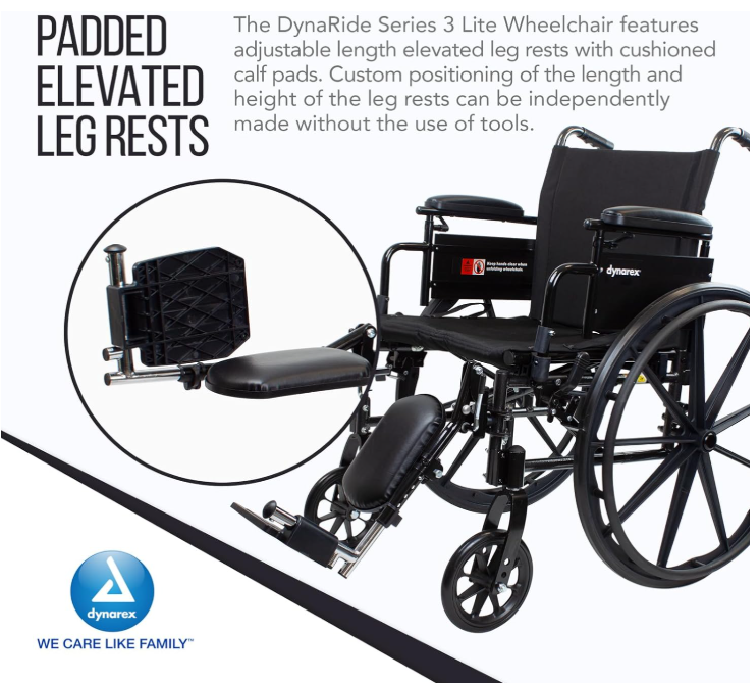 Dynarex DynaRide S4 X-Lite Wheelchair - Flip Desk Arm E, Silver Vein Finish
