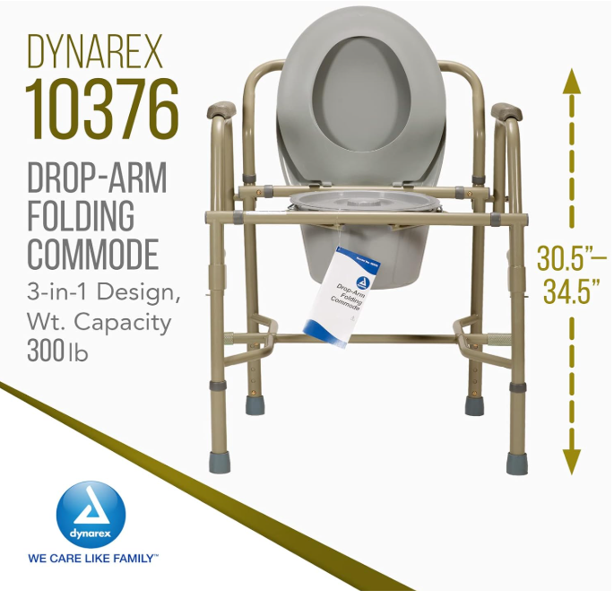 Dynarex Drop-Arm Commode, Steel