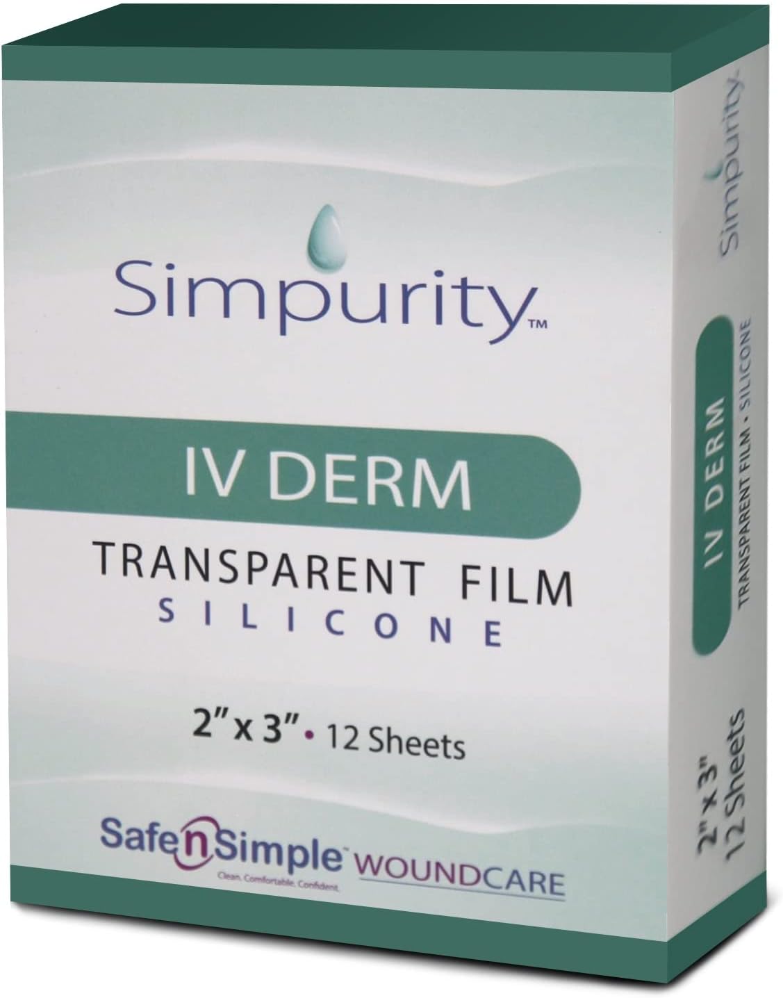 Safe N Simple Simpurity IV Derm Transparent Silicone Film Dressing, 2" x 3" (192 Count)