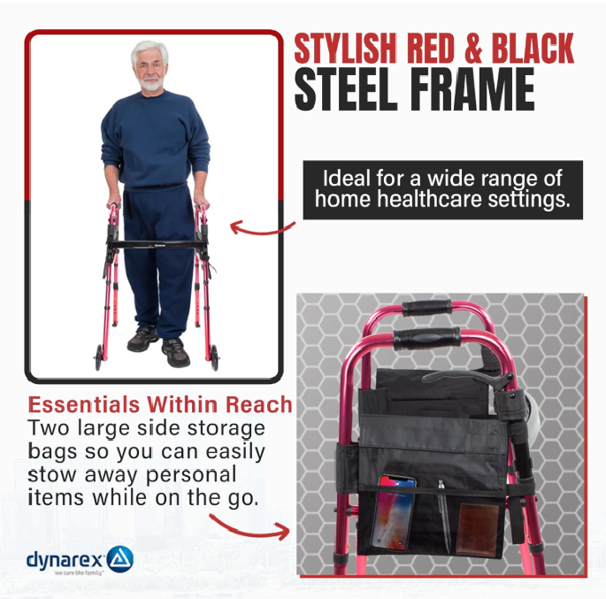 Dynarex Travel Walker w/ 5" Wheels
