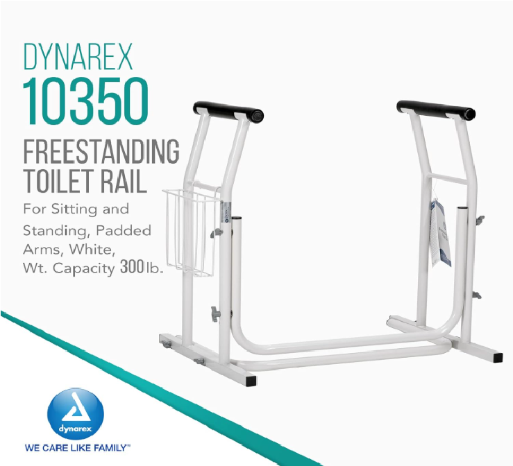 Dynarex Freestanding Toilet Rail, White