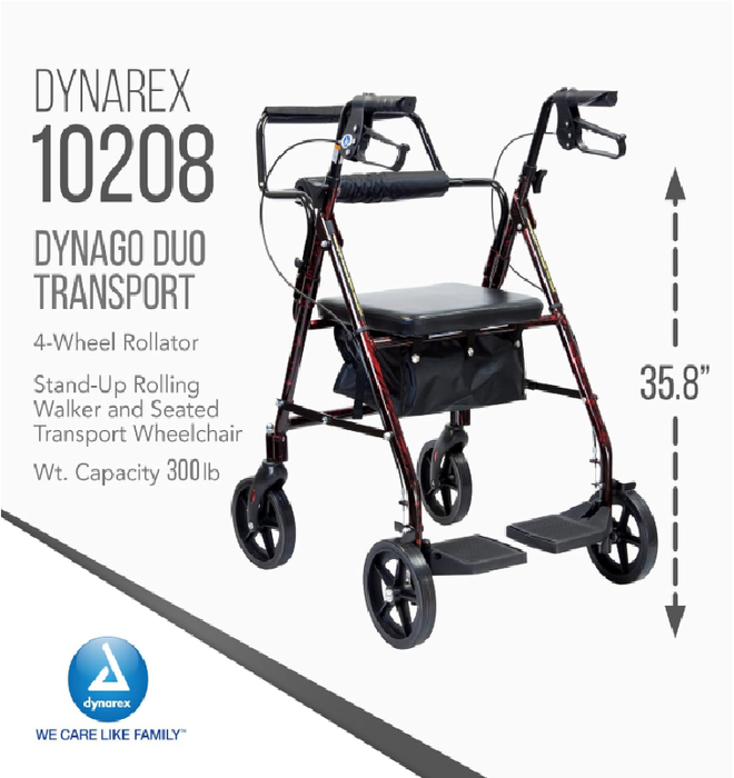 Dynarex DynaGo Duo Transport Rollator