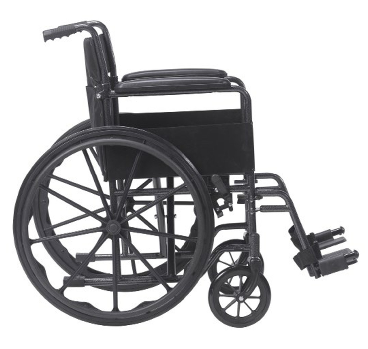 Dynarex DynaRide S1 Wheelchair - 18" x 16" with Fixed or Removable Desk Armrests, Silver Vein Finish | 300 lb Weight Capacity