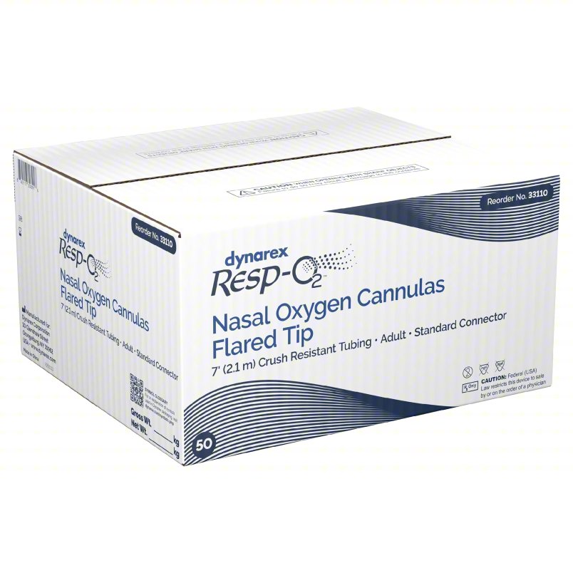 Dynarex Resp-O2 Nasal Oxygen Cannula, Flared Tip (50 Count)