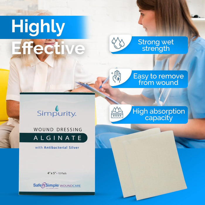 Safe N Simple Simpurity Silver Calcium Alginate Wound Dressing, 12 Inch Length Rope (120 Count)