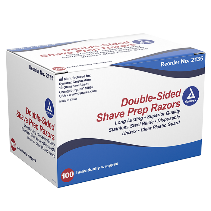 Dynarex Double Sided Shave Prep Razors, 100ea/bx, 5bxs/case (500 Count)