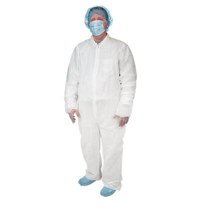 Dynarex Disposable Coveralls, Universal Size, White, 5/5/cs