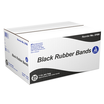 Dynarex Black Rubber Bands, 1 lb. bag, 25bags/cs