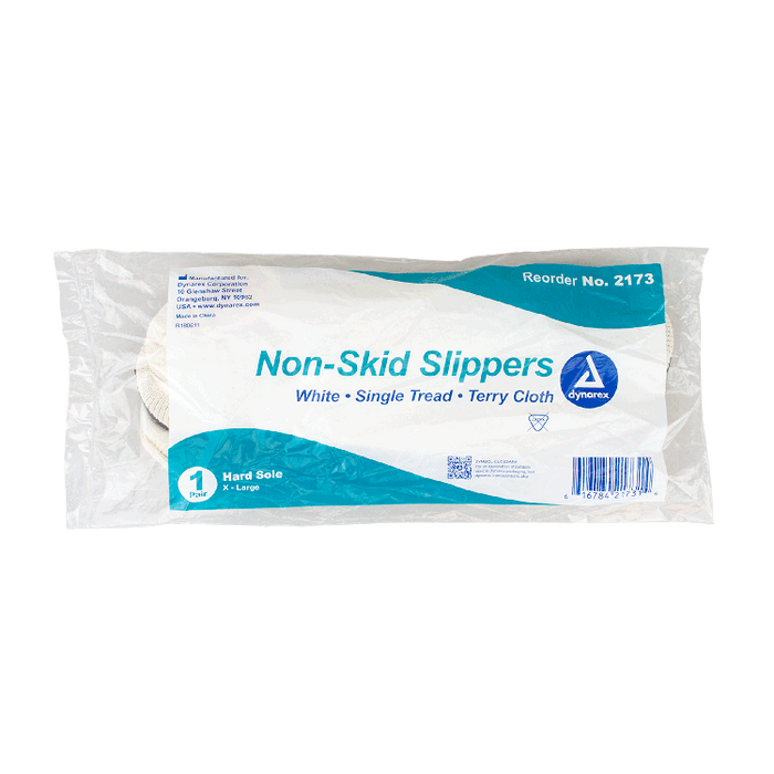 Dynarex Non Skid Slippers, X-Large, White, 12/cs