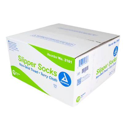 Dynarex Slipper Socks, Medium, Green, 48/cs