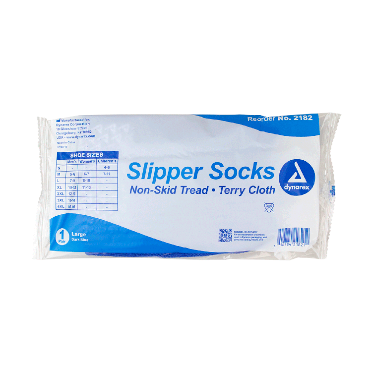 Dynarex Slipper Socks, Large, Dark Blue, 48/cs