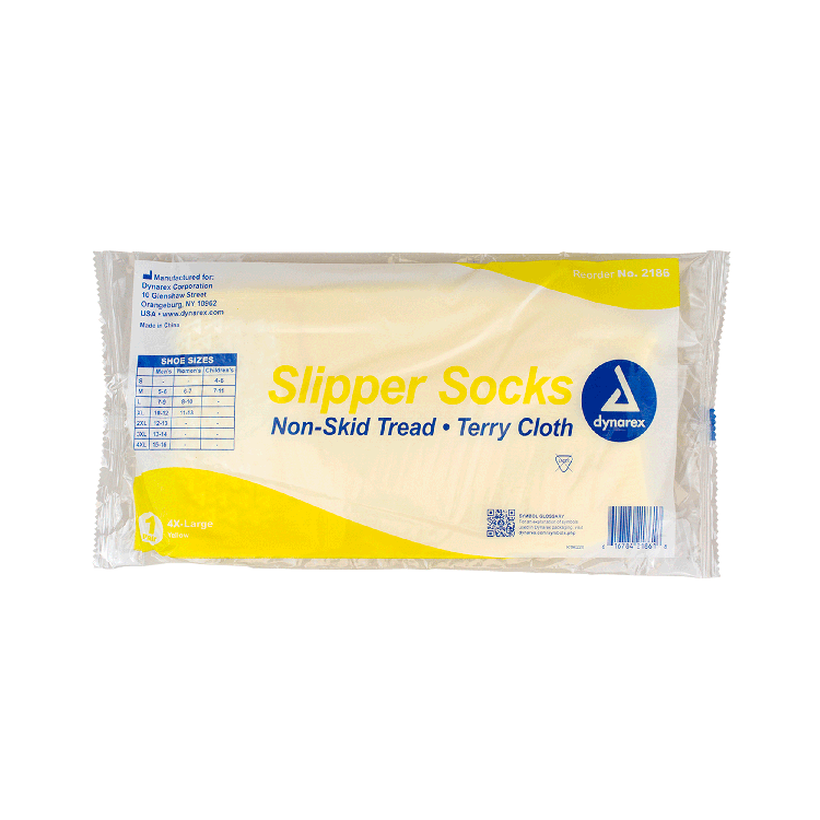 Dynarex Slipper Socks, 4XL, Yellow, 48/cs