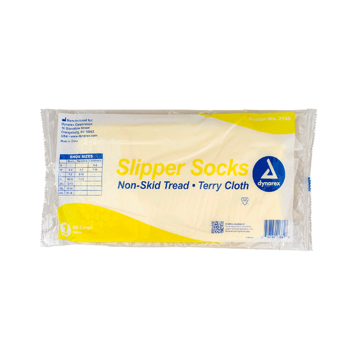 Dynarex Slipper Socks, 4XL, Yellow, 48/cs