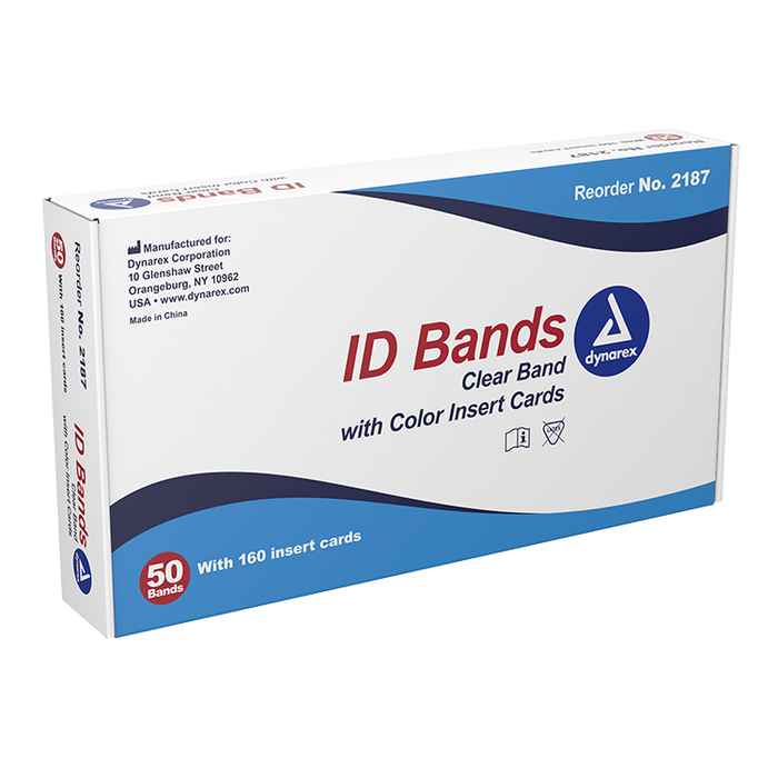 Dynarex ID Bands, Clear Band w/ Color Card Inser, 5/50 cs