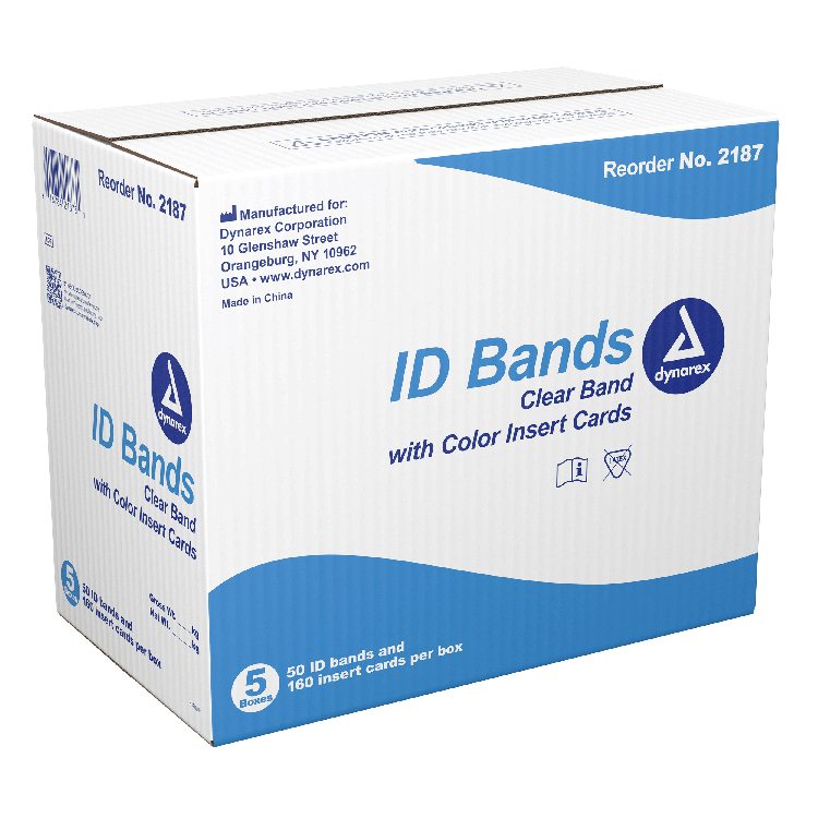 Dynarex ID Bands, Clear Band w/ Color Card Insert - 50ea/bx, 5bxs/cs ...