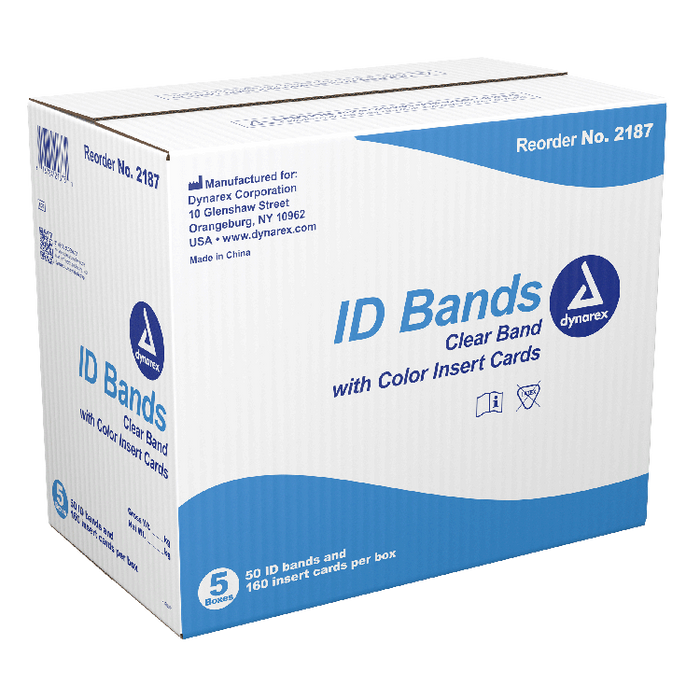 Dynarex ID Bands, Clear Band w/ Color Card Inser, 5/50 cs