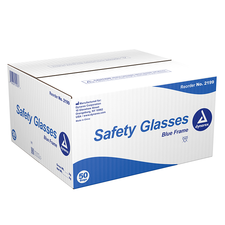 Dynarex Safety Glasses, Blue, 50/cs