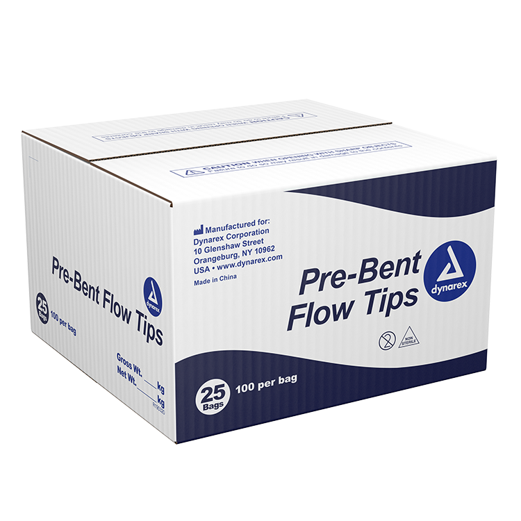 Dynarex Pre Bent Flow Tips, 22G - Sealant-Cement Tips, Gra, 25/100/cs