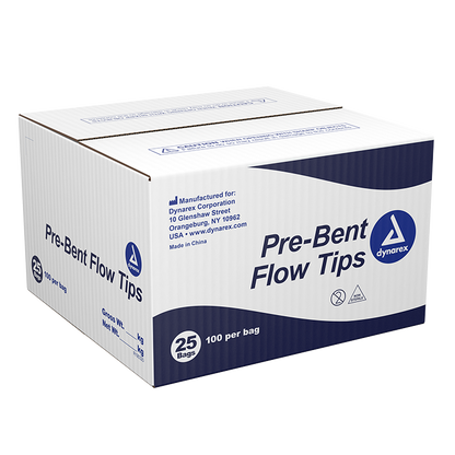 Dynarex Pre Bent Flow Tips, 22G - Sealant-Cement Tips, Gra, 25/100/cs