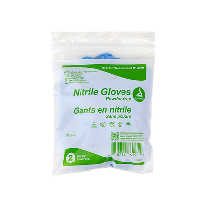 Dynarex Nitrile Exam Gloves In A Bag, 2 Mil Thick, Large, Powder-Free, Blue, 2 Pair / 500 Bag per Case