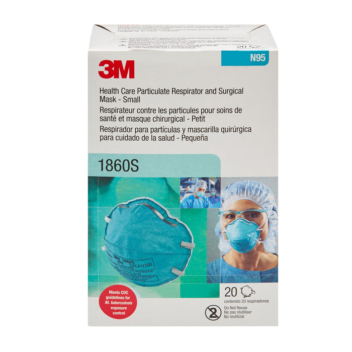 3M 120pcs 1860S Particulate Respirator N95 Face Mask with Fluid Resistance, Small Size