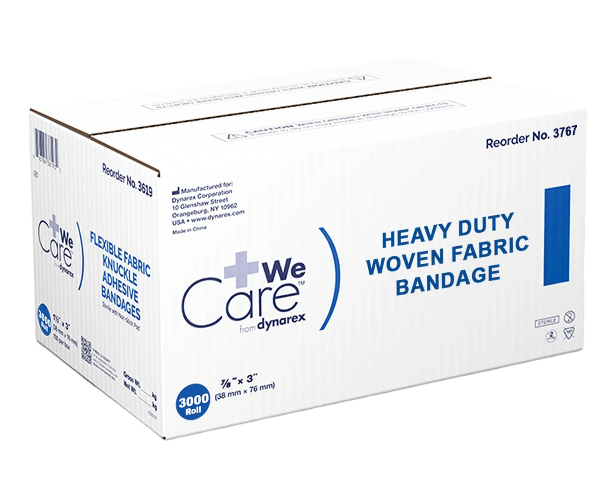 Dynarex Heavy Duty Woven Fabric Bandage, 7/8" x 3" (3000 Count)