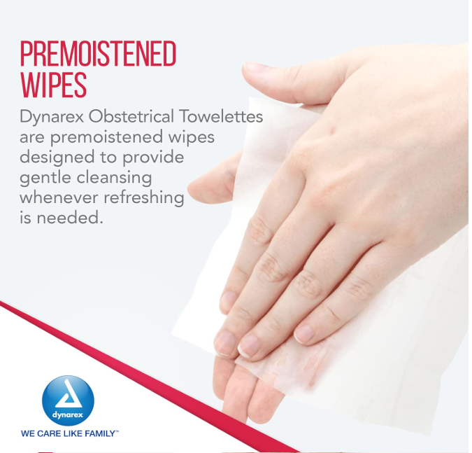 Dynarex Obstetrical Towelettes, 5" x 7", 100ea/bx, 10bxs/case (1000 Count)