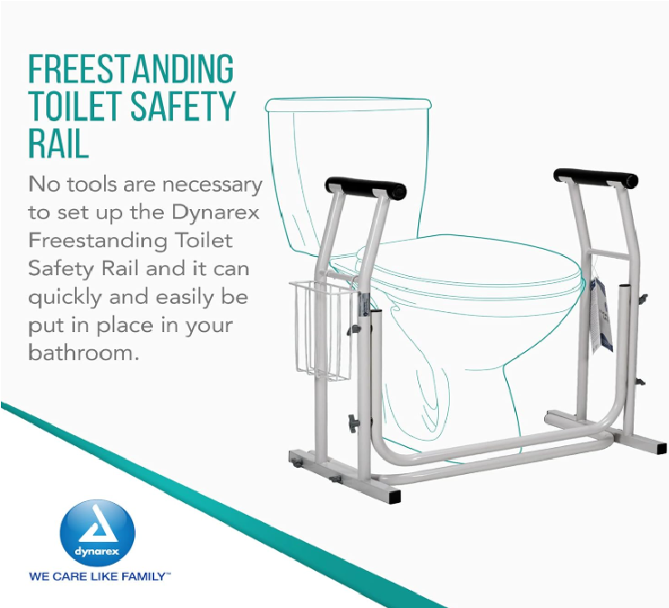 Dynarex Freestanding Toilet Rail, White