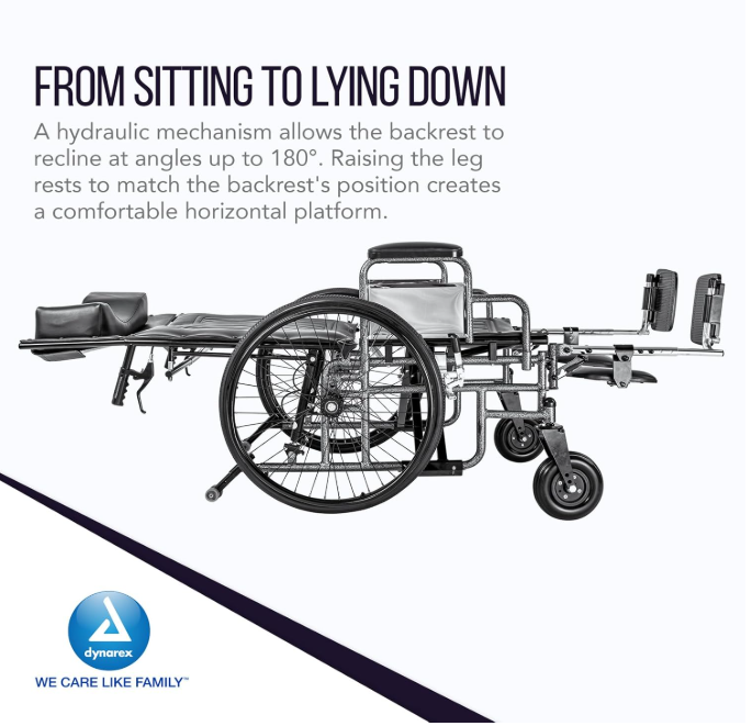 Dynarex Bari+Max Bariatric Reclining Wheelchair with Elevating Leg Rest (ELR)