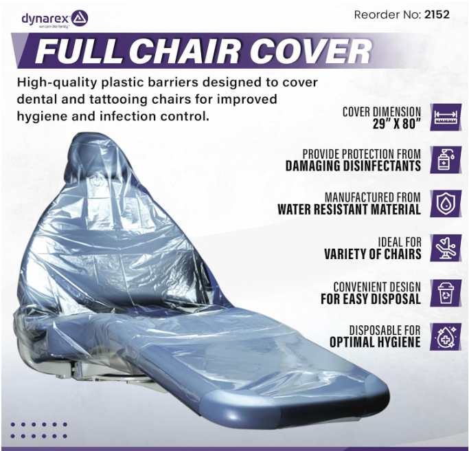 Dynarex Full Chair Cover, 29" x 80" - 125ea/bx, 3bxs/case (375 Count)