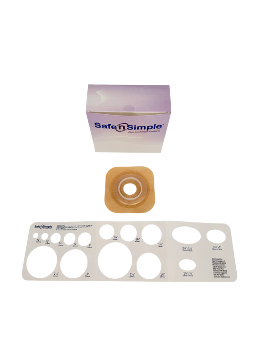 Safe N Simple 2-Piece Wafer Standard Wear with Tape Collar Beige 45mm 1 3/4" Flange with Pre Cut Stoma Opening (80 Count)