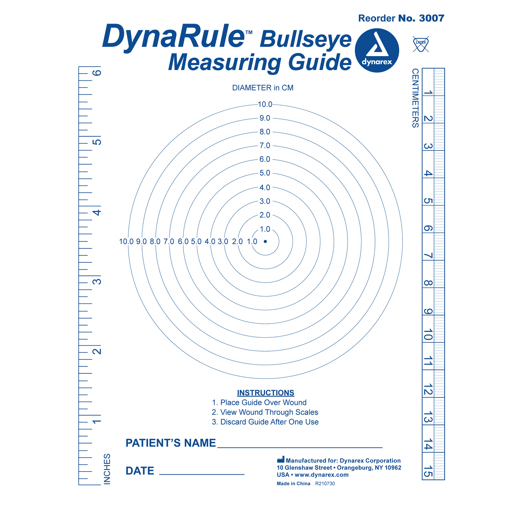Dynarex DynaRule Bullseye Measuring Guide, 250ea/bx, 5bxs/cs (1250 Cou ...