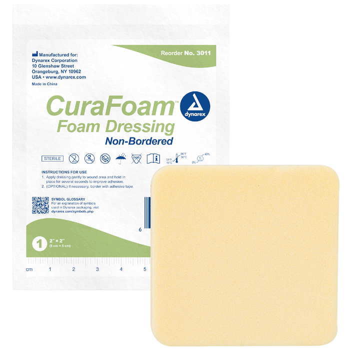 Dynarex CuraFoam - Foam Dressing, 2" x 2", 12/10/cs