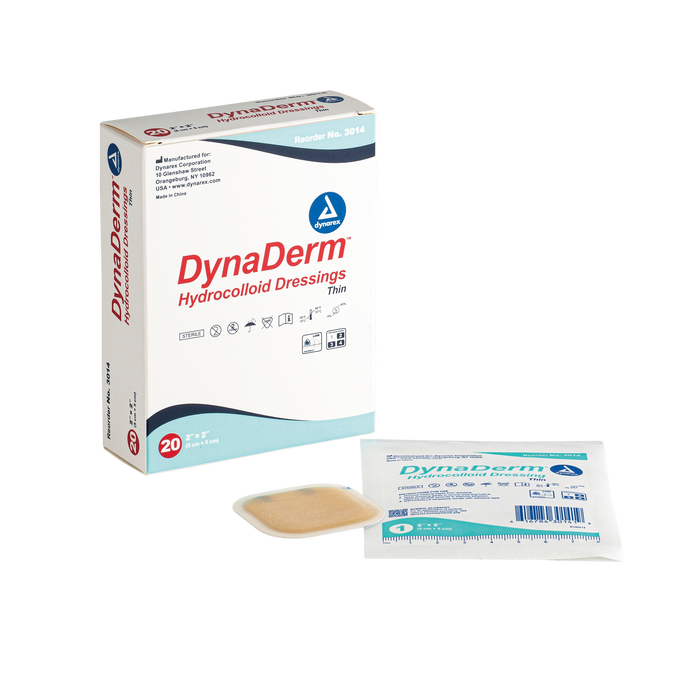 DynaDerm™ DynaDerm - Hydrocolloid Dressing - Thin, 2" x 2", 12/20/cs