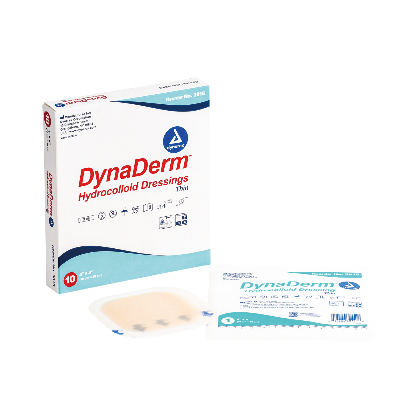 DynaDerm™ DynaDerm - Hydrocolloid Dressing - Thin, 4" x 4", 12/10/cs