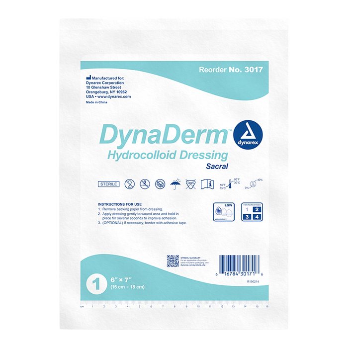 DynaDerm - Hydrocolloid Dressing - Sacral, 6" x 7", 12/5/cs