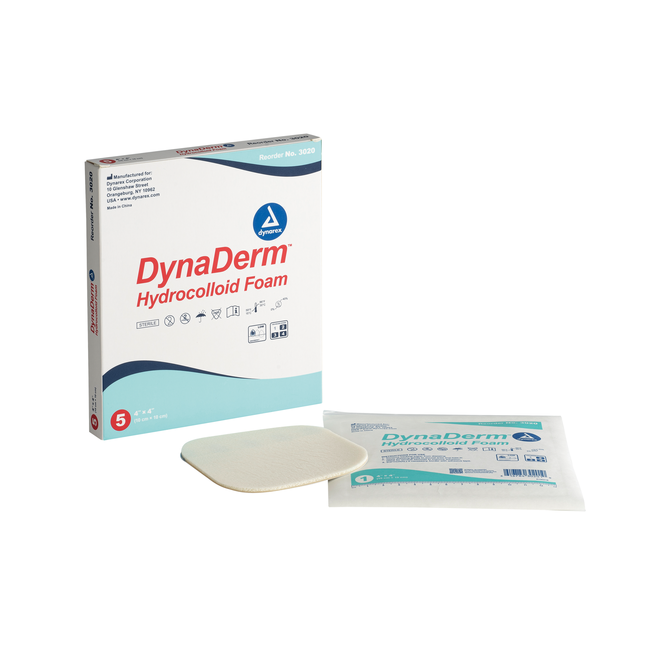 Dynarex DynaDerm - Hydrocolloid Foam, 4" x 4", 12/5/cs — Go Bulk Medical