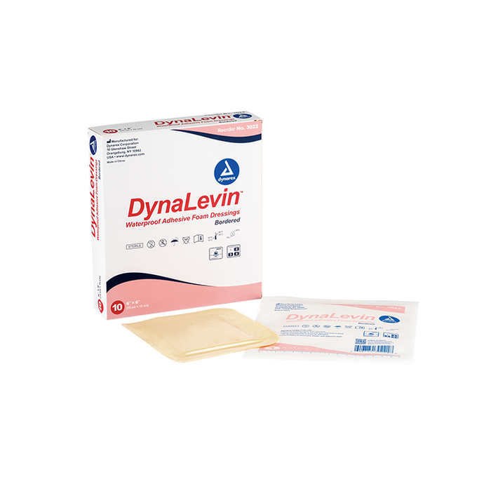 Dynarex DynaLevin - Waterproof Adhesive Bordered Foam - 10ea/bx, 12bxs/cs (120 Count)