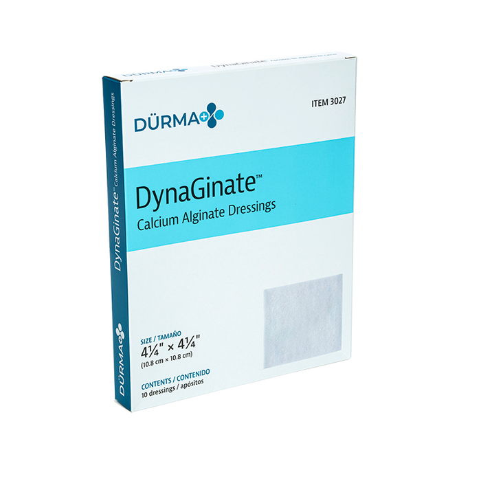 Dynarex DynaGinate - 4.25"x4,25” Calcium Alginate Dressing, 10/Box, Case of 12 (120 Count)