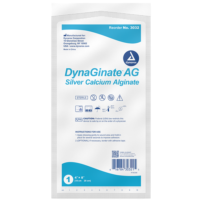 DynaGinate DynaGinate AG - Silver Calcium Alginate Dressing, 4" x 8", 10/5/cs