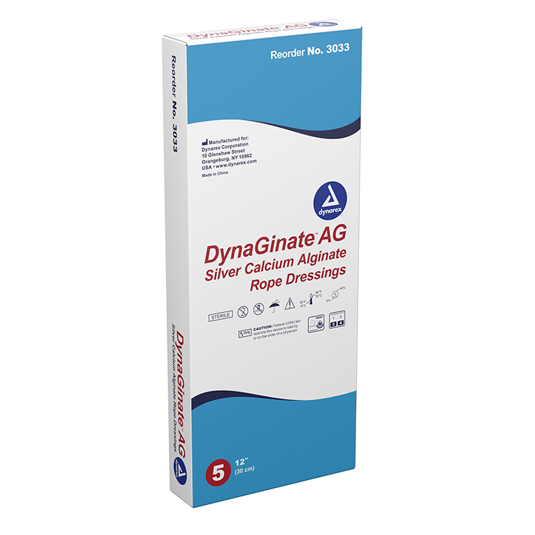 DynaGinate DynaGinate AG - Silver Calcium Alginate Rope Dressing, 1/4" x 12", 10/5/cs